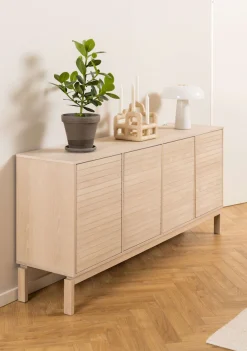 ACTONA GROUP Sideboard »Linley Anrichte, Lamellenfront,« gerillte Front, Eiche furniert, 4 Türen, 4 E-böden, B: 180 cm
