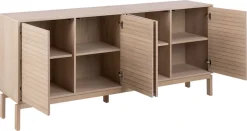 ACTONA GROUP Sideboard »Linley Anrichte, Lamellenfront,« gerillte Front, Eiche furniert, 4 Türen, 4 E-böden, B: 180 cm
