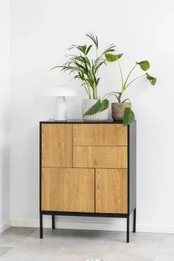 ACTONA GROUP Sideboard 1,mit Wildeiche-Nachbildung, 3 Türen und 2 Schubladen, Breite 80 cm