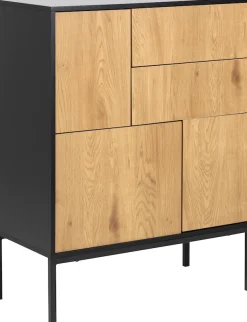ACTONA GROUP Sideboard 1,mit Wildeiche-Nachbildung, 3 Türen und 2 Schubladen, Breite 80 cm