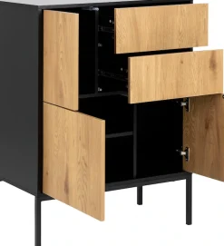 ACTONA GROUP Sideboard 1,mit Wildeiche-Nachbildung, 3 Türen und 2 Schubladen, Breite 80 cm