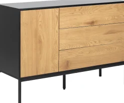 ACTONA GROUP Sideboard 1,schwarze Kontrastrahmen, 1 Tür und 3 Schubladen, Breite 120 cm