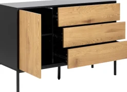 ACTONA GROUP Sideboard 1,schwarze Kontrastrahmen, 1 Tür und 3 Schubladen, Breite 120 cm