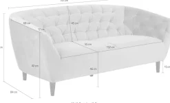 ACTONA GROUP 3-Sitzer »Ria Couch, Sofa,« Samtstoff, Massivholz-Beine, Taschenfederkern, Tufting, mit Armlehnen