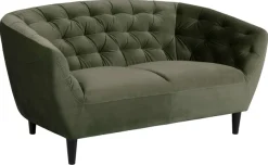 ACTONA GROUP 2-Sitzer »RiaSofa, Couch, Doppelsofa, Loveseat,« Samtstoff, Massivholz-Beine, Taschenfederkern, Tufting, mit Armlehnen
