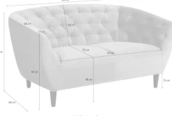 ACTONA GROUP 2-Sitzer »RiaSofa, Couch, Doppelsofa, Loveseat,« Samtstoff, Massivholz-Beine, Taschenfederkern, Tufting, mit Armlehnen