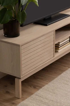 ACTONA GROUP TV-Schrank »Linley TV-Tisch, Lowboard, Fernsehtisch,« Eichenfurnier, 2 Türen, 2 Einlegeböden, Lamellenfront, B: 160cm
