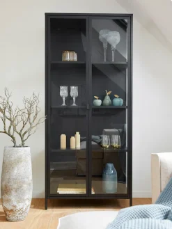 ACTONA GROUP Vitrine »New York« schwarzes Metall, mit Glastüren und 4 Fächern, Höhe 180cm