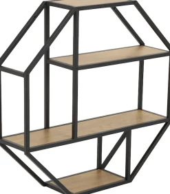 ACTONA GROUP Wandregal Metallgestell, 2 Einlegeböden, Achteckform und asymmetrischen Details
