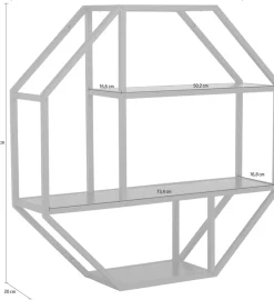 ACTONA GROUP Wandregal Metallgestell, 2 Einlegeböden, Achteckform und asymmetrischen Details