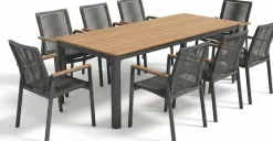 Ambiente Haus Garten-Essgruppe »Garten 8er Set 220x95cm grau« Set, 9 tlg.