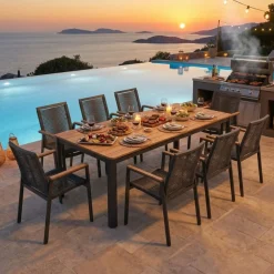 Ambiente Haus Garten-Essgruppe »Garten 8er Set 220x95cm grau« Set, 9 tlg.
