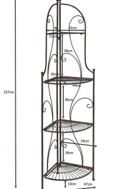 Ambiente Haus Standregal »Eckregal mit 4 Böden - Antikbraun 157 cm« 1 Stk. tlg.