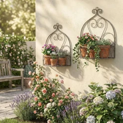 Ambiente Haus Wandregal »Aufbewahrungsregal 2er Set rund in grau« 1 Stk. tlg. für Innen- und Außenbereich
