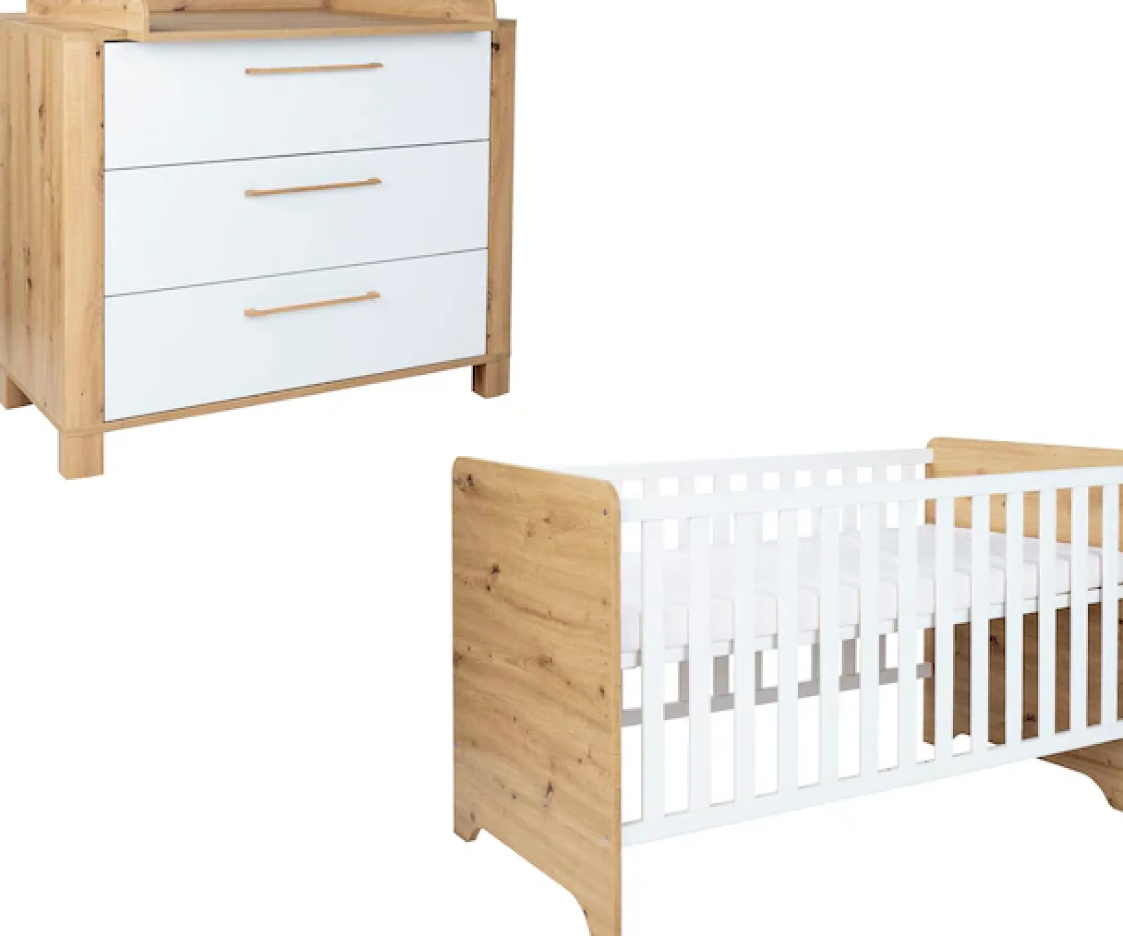 arthur berndt Babymöbel-Set »Babyzimmer Set »Marlon« 2-teilig« Spar-Set, Kinderbett und Wickelkommode, 2 Stk. tlg.