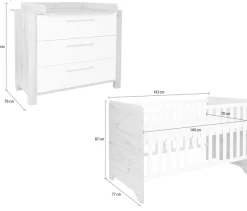 arthur berndt Babymöbel-Set »Babyzimmer Set »Marlon« 2-teilig« Spar-Set, Kinderbett und Wickelkommode, 2 Stk. tlg.