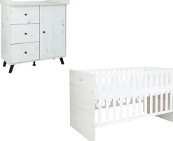 arthur berndt Babymöbel-Set »Babyzimmer Set »Lavea« 2-teilig« Spar-Set, Babymöbel-Set »Lavea« bestehend aus Kinderbett und Wickelkommode,