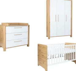 arthur berndt Babyzimmer-Komplettset »Babyzimmer Set »Marlon« 3-teilig« Set, Kleiderschrank, Kinderbett und Wickelkommode, 3 Stk. tlg.