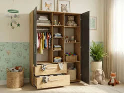 arthur berndt Babyzimmer-Komplettset »Babyzimmer-Set »Alessio« 3-teilig, Anthrazit mit Eiche Artisan Dekor« Set,