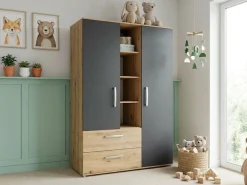 arthur berndt Babyzimmer-Komplettset »Babyzimmer-Set »Alessio« 3-teilig, Anthrazit mit Eiche Artisan Dekor« Set,