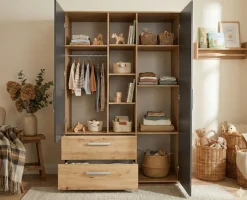 arthur berndt Babyzimmer-Komplettset »Babyzimmer-Set »Alessio« 3-teilig, Anthrazit mit Eiche Artisan Dekor« Set,