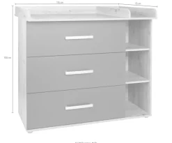 arthur berndt Babyzimmer-Komplettset »Babyzimmer-Set »Alessio« 3-teilig, Anthrazit mit Eiche Artisan Dekor« Set,