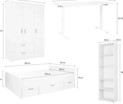 arthur berndt Jugendzimmer-Set »Jugendzimmer-Set »Mathea« 4-teilig« Set, 4 Stk. tlg. Schreibtisch stufenlos elekrisch höhenverstellbar