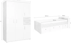 arthur berndt Jugendzimmer-Set »Jugendzimmer-Set »Bente« 2-teilig« 2tlg. -Schrank, Bett, 2 tlg. Stauraumstark, pflegeleicht, zeitlos, Made in Germany