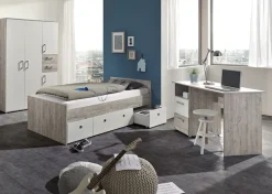 arthur berndt Jugendzimmer-Set »Jugendzimmer-Set »Bente« 5-teilig« 5tlg -Schrank, Bett, Schreibtisch, Sideboard, Standregal, 5 tlg. Stauraumstark, pflegeleicht, zeitlos, Made in Germany