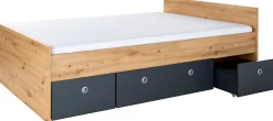 arthur berndt Jugendzimmer-Set »Alessio, Anthrazit mit Artisan Eiche Dekor, viel Stauraum« Set, Kleiderschrank, Bett mit Schubkasten, Schreibtisch, Bücherregal etc., 6 Stk. tlg. mit Melamin-Oberfläche