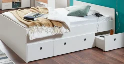 arthur berndt Stauraumbett »Rosanna, Jugendbett mit viel Stauraum, 2 Breiten (90cm + 120cm)« mit Melamin-Oberfläche, 3 Schubkästen auf Rollen, MADE IN GERMANY