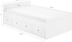 arthur berndt Stauraumbett »Rosanna, Jugendbett mit viel Stauraum, 2 Breiten (90cm + 120cm)« mit Melamin-Oberfläche, 3 Schubkästen auf Rollen, MADE IN GERMANY