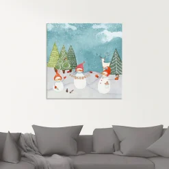 Artland Glasbild »Schneemänner und Tierfreunde« Weihnachten 1 Stk. tlg. in verschiedenen Größen