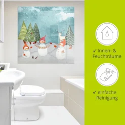 Artland Glasbild »Schneemänner und Tierfreunde« Weihnachten 1 Stk. tlg. in verschiedenen Größen