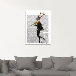 Artland Glasbild »Tanzender Hirsch mit Violine« Humor 1 Stk. tlg. in verschiedenen Größen