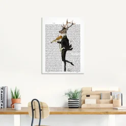 Artland Glasbild »Tanzender Hirsch mit Violine« Humor 1 Stk. tlg. in verschiedenen Größen