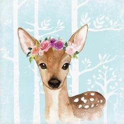 Artland Glasbild »Wild Reh mit Blumen im blauen Wald« Tiere 1 Stk. tlg. in verschiedenen Größen