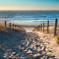 Artland Küchenrückwand »Weg zum Nordseestrand Sonnenuntergang« Alu Spritzschutz mit Klebeband, einfache Montage