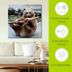 Artland Leinwandbild »Bär II« Wildtiere 1 Stk. tlg. auf Holzrahmen gespannt