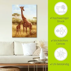 Artland Leinwandbild »Giraffe« Wildtiere 1 Stk. tlg. auf Holzrahmen gespannt