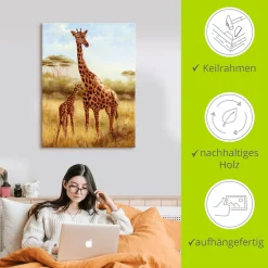 Artland Leinwandbild »Giraffe« Wildtiere 1 Stk. tlg. auf Holzrahmen gespannt