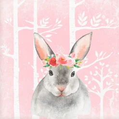 Artland Leinwandbild »Hase mit Blumen im pink Wald« Tiere 1 Stk. tlg. auf Holzrahmen gespannt