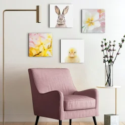 Artland Leinwandbild »Ostergrüße« Blumen | Flower | Küken | Ostern Set, 4 Stk. tlg. in verschiedenen Größen erhältlich