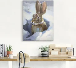 Artland Leinwandbild »Schneehase« Wildtiere 1 Stk. tlg. auf Holzrahmen gespannt