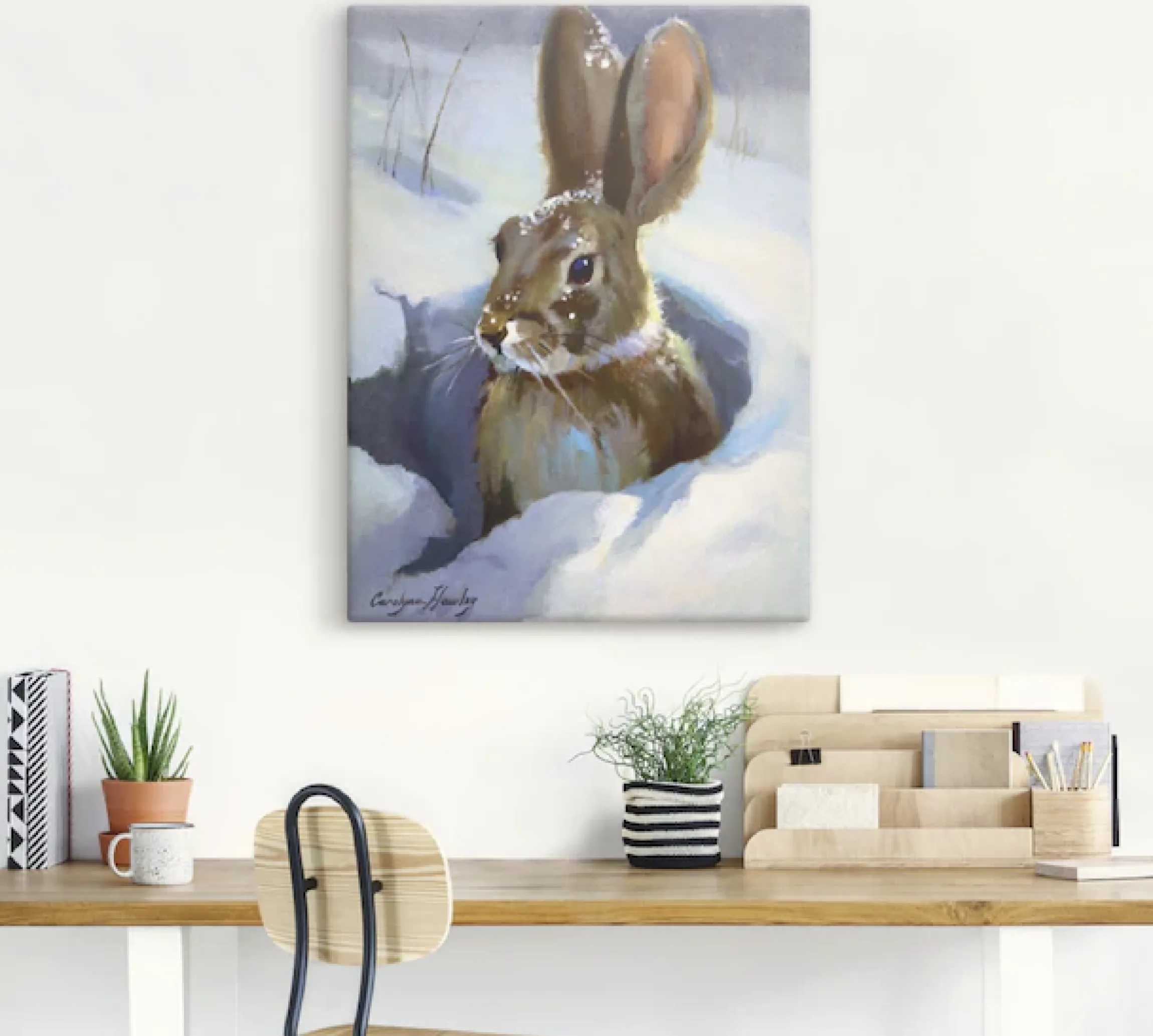 Artland Leinwandbild »Schneehase« Wildtiere 1 Stk. tlg. auf Holzrahmen gespannt