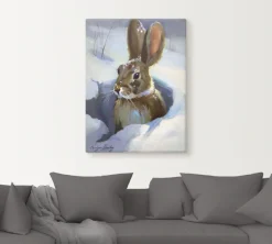Artland Leinwandbild »Schneehase« Wildtiere 1 Stk. tlg. auf Holzrahmen gespannt