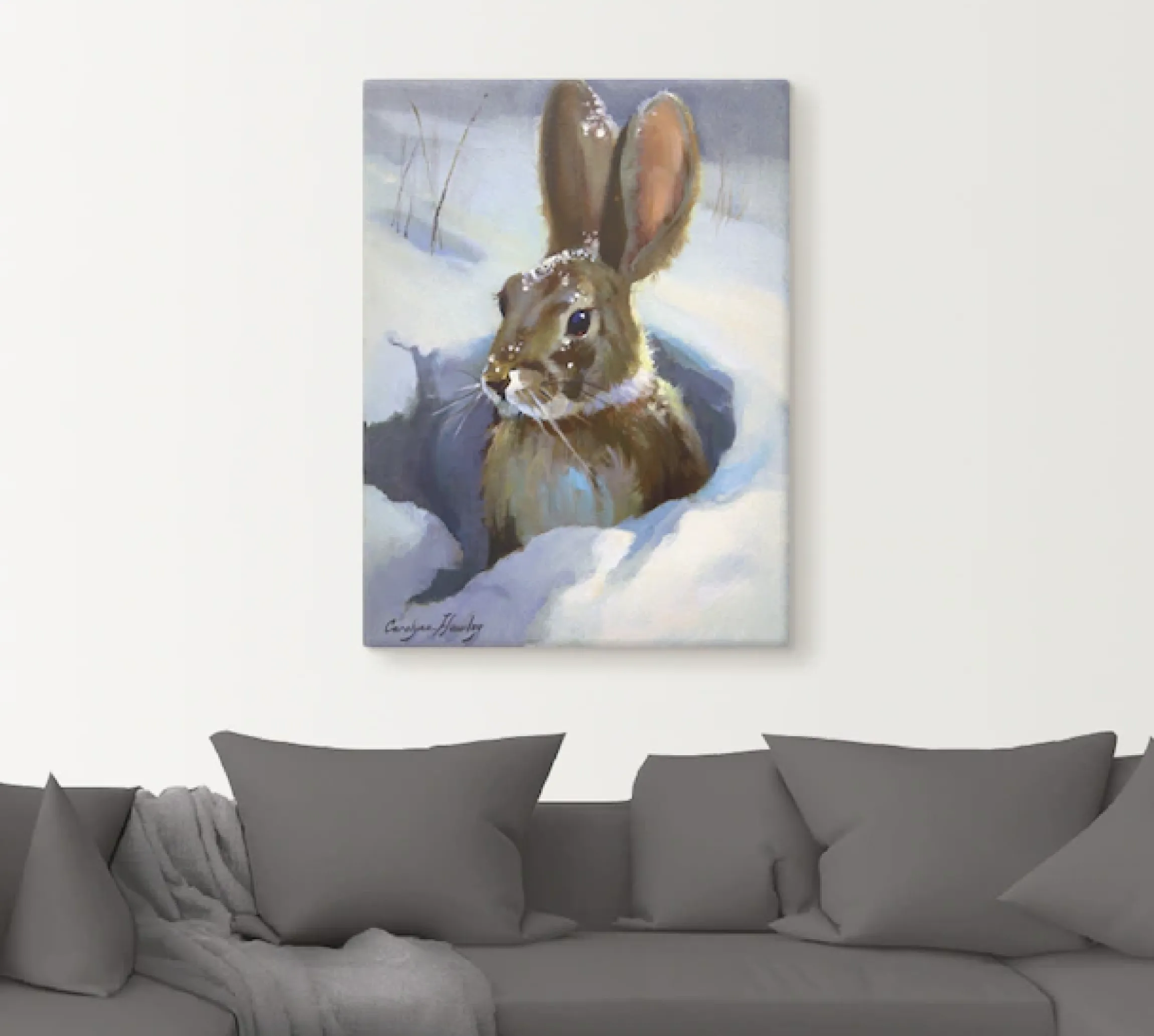 Artland Leinwandbild »Schneehase« Wildtiere 1 Stk. tlg. auf Holzrahmen gespannt