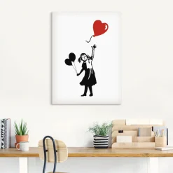 Artland Leinwandbild »Silhouette Mädchen Ballon Herz« 1 Stk. tlg. auf Holzrahmen gespannt
