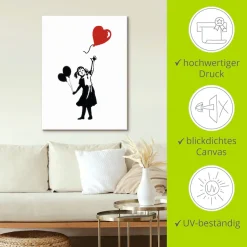 Artland Leinwandbild »Silhouette Mädchen Ballon Herz« 1 Stk. tlg. auf Holzrahmen gespannt