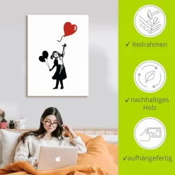 Artland Leinwandbild »Silhouette Mädchen Ballon Herz« 1 Stk. tlg. auf Holzrahmen gespannt
